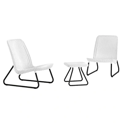 Image de Keter 17197637 Ensemble de salon Rio, aspect rotin, plastique, blanc, 77,5 x 76 54 cm