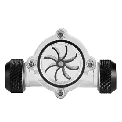 Image de DEWIN Indicateur de débit d&#039;eau G1/4&quot; pour PC,Indicateur Refroidissement Femelle vers Système par Eau D&#039;ordinateur 8 Roues(Noir)