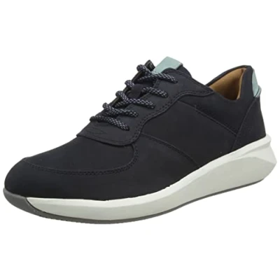 Image de Clarks Femme Un Rio Sprint Basket, Nubuck Bleu Marine, 40 EU
