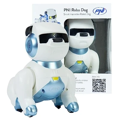 Image de PNI Robot interactif Intelligent Robo Dog, Commande vocale, Boutons tactiles, Blanc Bleu, Batterie Incluse 3,7 V 350 mAh