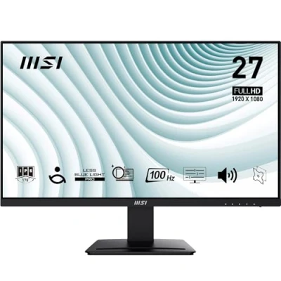 Image de MSI Pro MP273A Écran Bureautique 27&quot; Full HD Dalle IPS 1920x1080, 100Hz, Confort Oculaire, Montage VESA, Haut Parleurs Intégrés, Display Kit HDMI 1.4b, DisplayPort 1.2a, D Sub/VGA