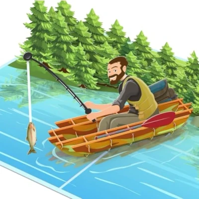 Image de MOKIO® Carte Pop Up Pêche cadeau 3D pour pêcheur, de vœux d&#039;anniversaire