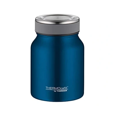 Image de TC FOOD JAR 0,50 l, bleu saphir mat, récipient isotherme pour nourriture, en acier inoxydable, 9 h chaud/14 froid, soupe, céréales, par THERMOS, lave vaisselle, gobelet