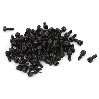 Image de sourcing map 2 mm x 6 en acier au carbone à tête hexagonale autotaraudeuses Vis Noir 100 pcs