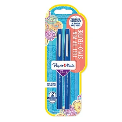 Image de Paper Mate 2027070 Flair Lot de 2 Stylos feutres pointe moyenne 1,1 mm Bleu