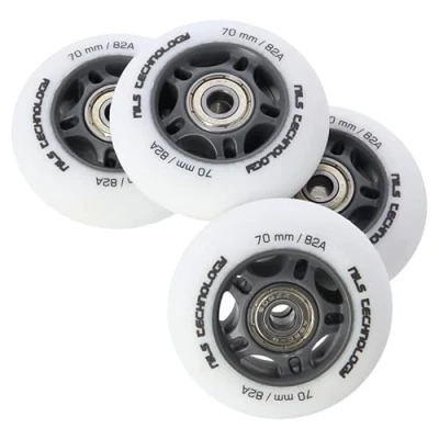 Image de Nils Extreme PESPORT Roller Blade roues avec Roulement ABEC9 4 Lot de pour patins à roulettes d&#039;intérieur et d&#039;extérieur 82A 70x24 Blanc mat