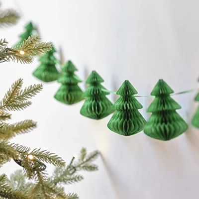 Image de Ginger Ray Guirlande en papier nid d&#039;abeille pour sapin de Noël 2 mètres long, NN 159, Vert