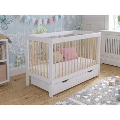 Image de Love For Sleep lit Bebe Evolutif avec tiroir en Bois Blanc 120x60cm, Transformable Un Canapé Une Barrière de Sécurité, Traditionnel (Pin Blanc)