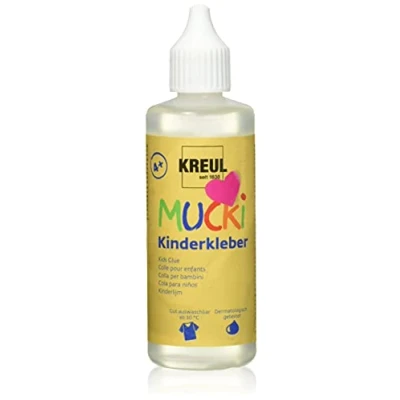 Image de KREUL 24382 Colle pour Enfants Mucki, Flacon de 80 ML, Soluble dans l&#039;eau, sans solvants, PVC, inodore, Utilisation Universelle, Lavable, Transparent, 10018370, Colorless