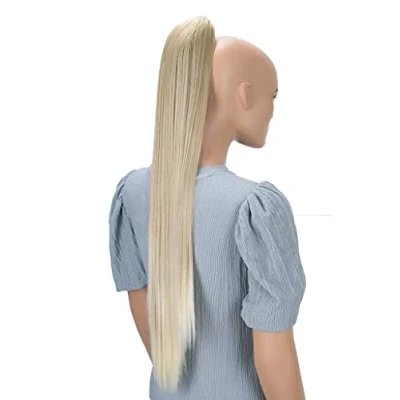 Image de CAISHA 70cm Postiche Natte Queue De Cheval Extensions Cheveux Raide Blond Clair H161