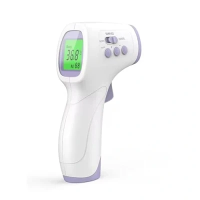 Image de Thermomètre Frontal Infrarouge médicale Thermometre sans Contact pour Adulte Enfant bébé, Affichage LCD Mode avec indicateurs colorés Option sonore, et 32 mémoires.