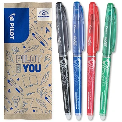 Image de PILOT 4 Frixion Point Stylo Roller Rechargeable Encre Gel Effaçable 1 Bleu, Noir, Rouge, Vert Pointe fine