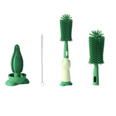 Image de Goupillon Biberon Silicone,3 en 1 Nettoyage Brosse,Goupillon et Tétine pour Toutes Les Tailles de Biberons (Vert)