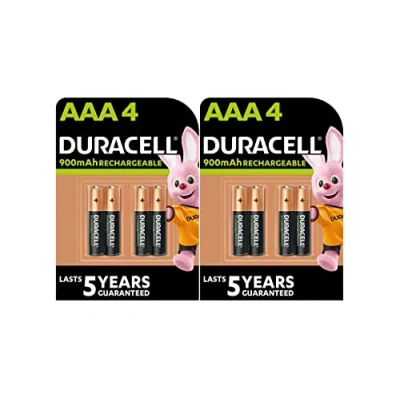 Image de 8 x Duracell AAA rechargeables 900 mAh (2 ampoules de 4 batteries)8 piles ministilo