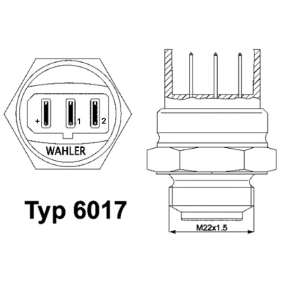 Image de WAHLER 6017.85D Interrupteur de température, ventilateur radiateur M 22 x 1,5 mm avec joint d&#039;étanchéite FIAT: Croma I 5 portes, Uno 3/5 portes
