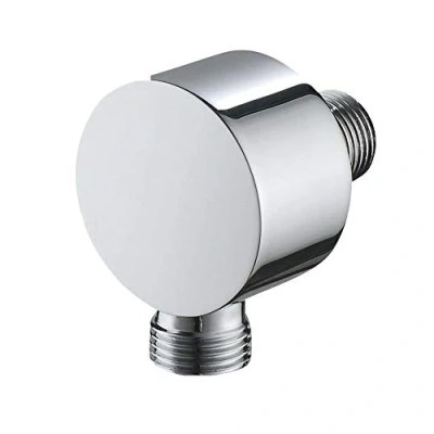 Image de Coude d&#039;alimentation en laiton massif pour douchette à main Tête de pulvérisation ronde Vanne d&#039;angle encastrée Chrome poli