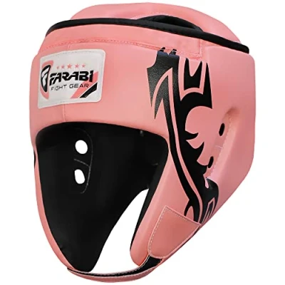Image de Farabi Female Boxing MMA Muay Thai Kickboxing jiu Jitsu Karate Taekwondo BJJ Martial Arts Training Punching Face Protector Head Guard (Pink, S)