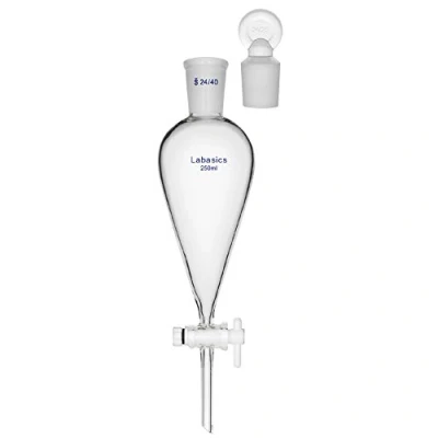 Image de Labasics 250ml Ampoule à Décanter Conique en Verre Borosilicate avec Robinet PTFE, Separatory Funnel Entonnoir Laboratoire