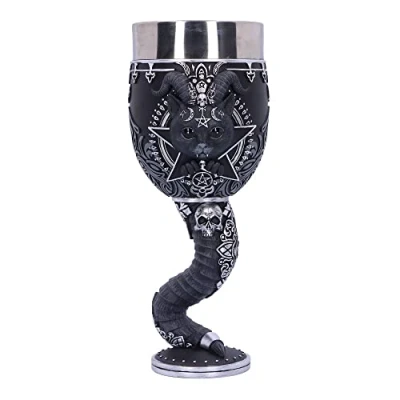 Image de Nemesis Now Cult Cuties Pawzuph Gobelet en résine/acier inoxydable Noir 19,5 cm avec motif chat à cornes insert amovible acier moulé dans la meilleure résine peinte main