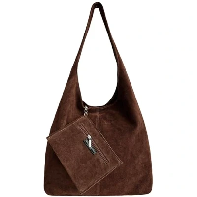 Image de Modarno sac à bandoulière pour femme en daim pochette, cuir véritable femme, marron