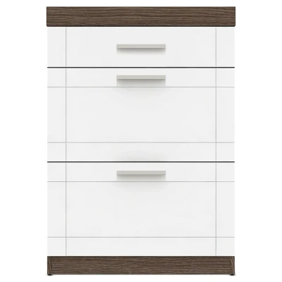 Image de Commode 1 tiroir et 2 portes L70xH100cm Tenessil Chêne foncé Blanc Menzzo