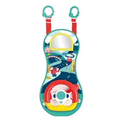 Image de Ludi Activité Voiture Panneau D&#039;Activité Volant Sonore Et Lumineux pour Occuper Bébé en Dès 18 Mois Sangles Réglables 2 Anneaux d&#039;attache S&#039;Accroche Partout 21 x 43 10 cm