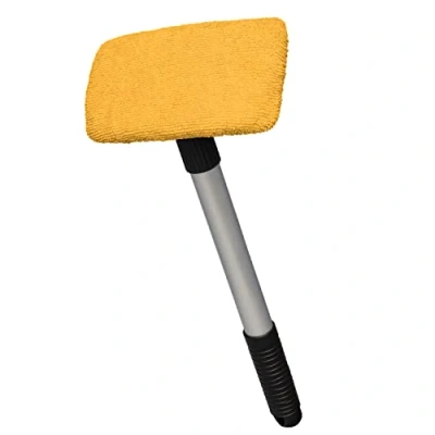Image de ToM PaR Nettoyant pour vitres de Voiture en Microfibre avec Un Manche télescopique Élimine la poussière Vapeur d&#039;eau I Tête pivotante à 3 Couches et 180 degrés Longueur : 38 52 cm Jaune