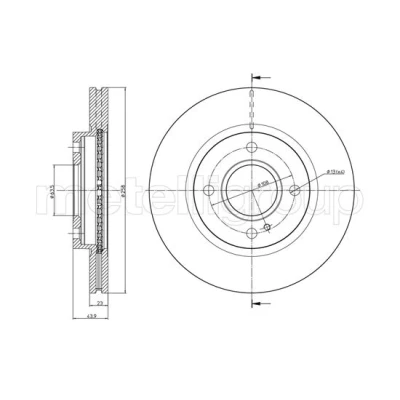Image de METELLI 23 0975C Disque de frein 258,0 23,0 4 63,5 ventilé peint FORD: FIESTA 6, KA+ 3/5 portes, 6 Van
