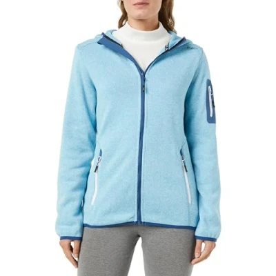 Image de CMP Veste Knit Tech pour femme avec capuche fixe, Bleu ciel poussiéreux, S