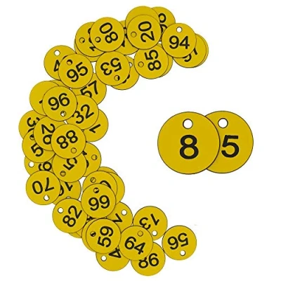Image de Plaques d&#039;identification en plastique Numéro gravé pour des clés sans porte (1 50, jaune)