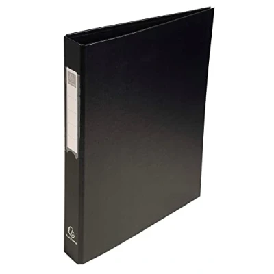 Image de Exacompta réf. 51381E Carton de 10 classeurs rembordés PP 4 anneaux ronds diamètre 25 mm Dos 40 Dimensions extérieures : 32 x 25,5 cm Format à classer A4 Coloris noir