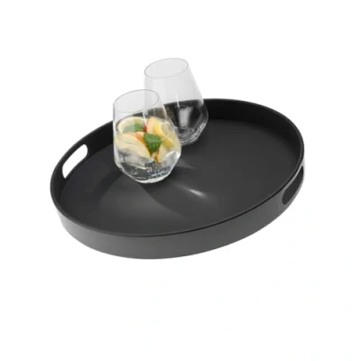 Image de APS tray Bistro, plateau de service, en mélamine noire, antidérapant, avec 2 poignées encastrées et bord d&#039;empilage, 35,5 x cm, hauteur,5 noir