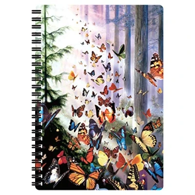 Image de 3D LiveLife Carnet A5 Papillons de la Forêt Deluxebase. lenticulaire 80 pages. Papeterie école bureau illustrations licence artiste renommé David Penfound bloc note cahier spirale