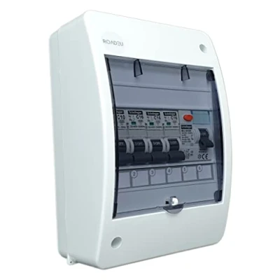 Image de RoadEu Coffret de chantier Tableau Electrique, Boîte à fusibles montage en saillie avec disjoncteur différentiel 40A 30mA 2P et 3 x C 16A 10A 230V