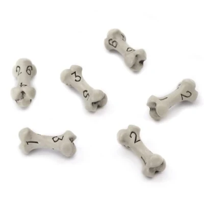 Image de Set de Dés JDR D6 Lot Six 6 Faces Jeu Role à Thème Crâne et Os. Cadeau pour Donjon &amp; Dragon/Dungeons Dragons (DND), Warhammer, D&amp;D, Pathfinder, Magic The Gathering (MTG)(Blanc)