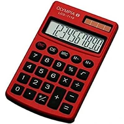 Image de OLYMPIA LCD1110R Calculatrice Rouge Ecran 10 chiffres Double Alimentation