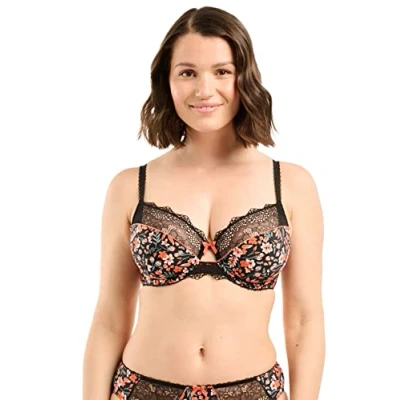 Image de Sans Complexe Femme Julia Soutien gorge, Bedruckt, Blumenmuster, Schwarz., 105C EU