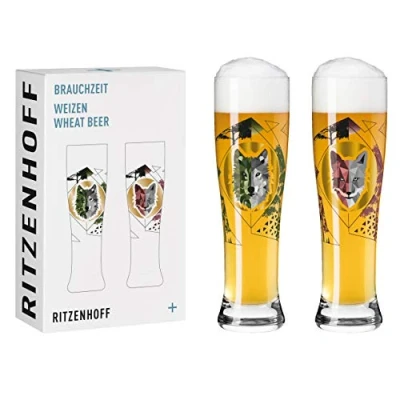 Image de Ritzenhoff 3481002 Verre à bière de blé 500 ml Set 2 Série Brauchzeit N pièces avec impression numérique multicolore