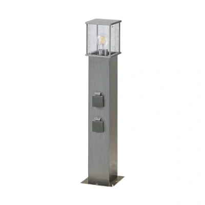 Image de Lindby luminaire extérieur Caspa à intensité variable (Moderne) en Gris Inox (1 lampe,à E27), Borne lumineuse, pour socle