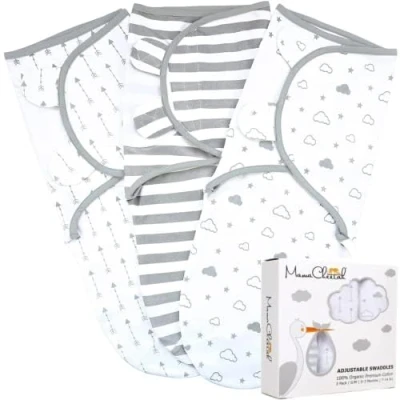 Image de Couverture d&#039;Emmaillotage pour Bébé, Emmaillotage Facile Nouveau né, Sac en Coton Biologique, Ensemble Bébé Garçon Et Fille