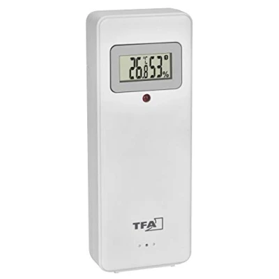 Image de TFA Dostmann 30.3247.02 Hygrostation Thermique avec écran de Rechange et émetteur supplémentaire pour Station météo Radio Elements Quadro V2 Blanc