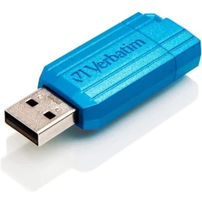 Image de Verbatim Clé USB Pinstripe 64Go I 2.0 Memory Stick pour Laptop Ordinateur Portable ultrabook TV autoradio avec mécanisme Poussoir Bleu caraïbes