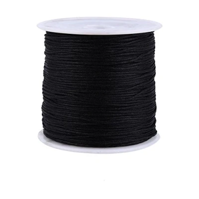 Image de Haofy Corde en Nylon, Nylon Perles Fil Ficelle Chinois Noeud Cordon Rails Macrame Shamballa Noir pour la Fabrication de Bijoux DIY (Noir)