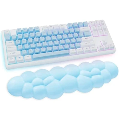 Image de Repose Poignet Pour Clavier Cloud, Bras Bleu Cloud Avec En Mousse À Mémoire De Forme Cuir Pu Support Poignet, Coussin Main
