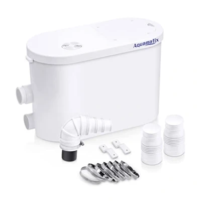 Image de Aquamatix Silencio 2 Pompe Sanitaire 400W Broyeur de Relevage douche 135L/min entrées pour la et les éviers Distance pompage verticale 10,5 m