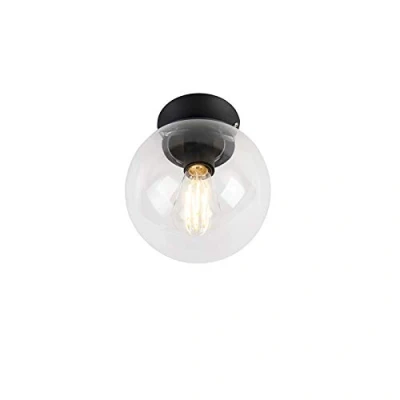 Image de Qazqa pallon Plafonnier 1 lumière Ø 200 mm Transparent Art Deco éclairage intérieur Salon I Chambre Cuisine Salle à manger