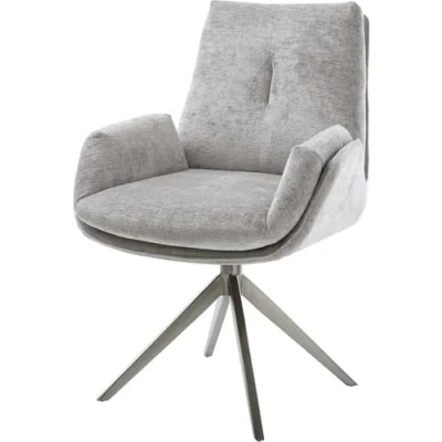 Image de Chaise pivotante Clea Flex chenille gris argenté pied croisé large grafiete pivotement sur 360 fonction bascule