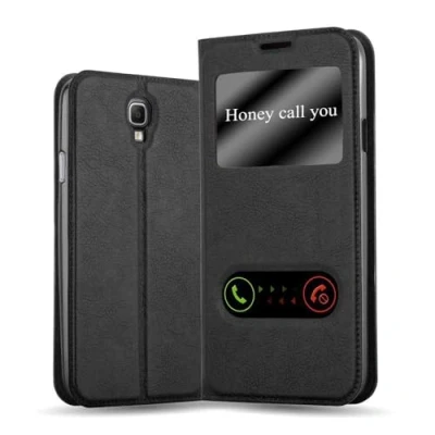 Image de cadorabo Coque pour Samsung Galaxy Note 3 Neo en Noir COMÈTE Housse Protection avec Stand Horizontal et Deux Fenêtres Portefeuille Etui Poche Folio Case Cover