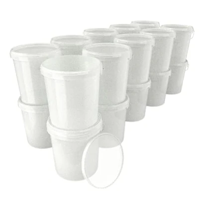 Image de Lot de 20 seaux vides avec Couvercle 16 l Transparent Convient à Un Usage Alimentaire Hermétique et Stable poignée pour Aliments, Chimie