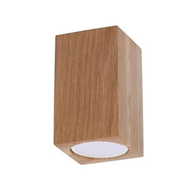 Image de SOLLUX lighting Plafonnier Bois Chêne Couleur Design Cubique Moderne pour Chambre Salon Style Scandinave GU10 A++ E 6/6/10 cm 1x Source Lumineuse Keke 106/6/10 10